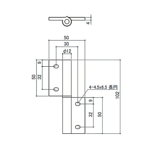50x102mm 30角用アルミ旗丁番(