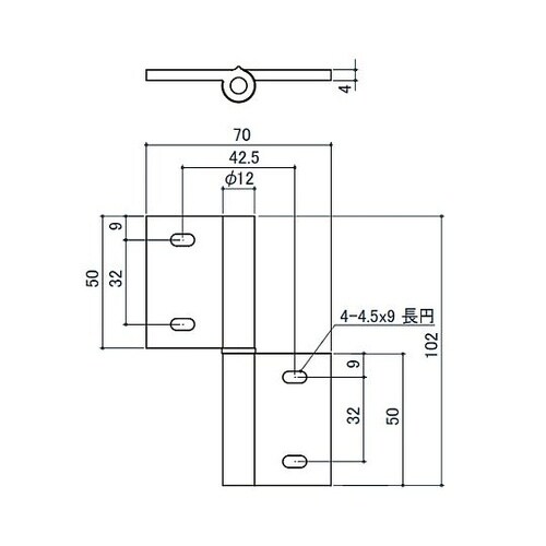 70x102mm 40角用アルミ旗丁番(