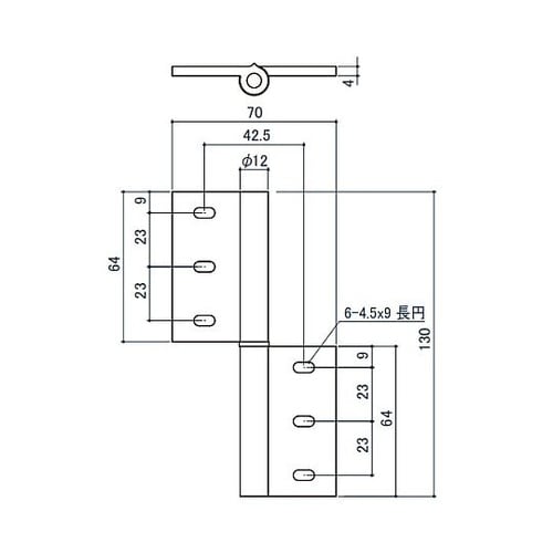 70x130mm 40角用アルミ旗丁番(