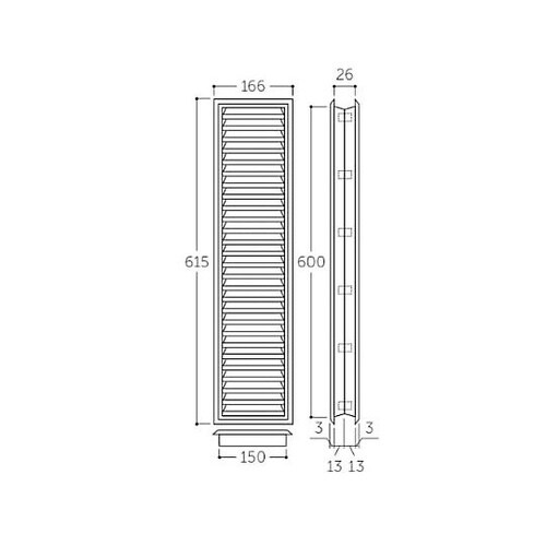 150x600mm 立型ドア用ガラリ(チ