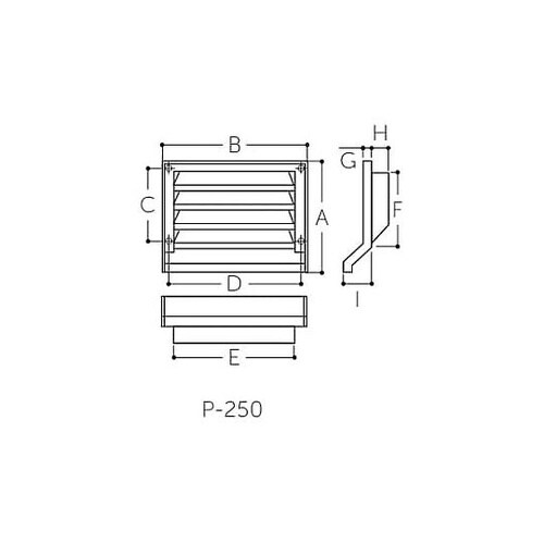 200x250mm ガラリ EA997M