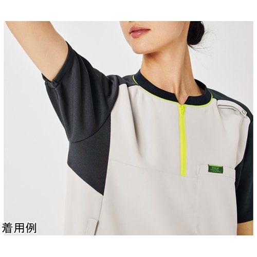 ジップアップスクラブR ライトグレー×チ