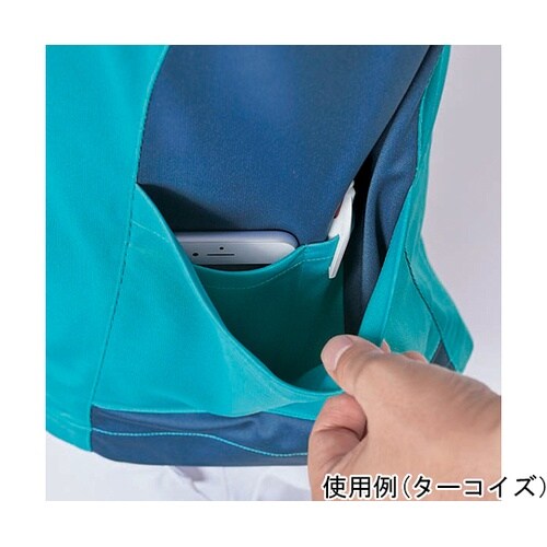 スクラブ レディス 半袖 ブルー×ネイビ