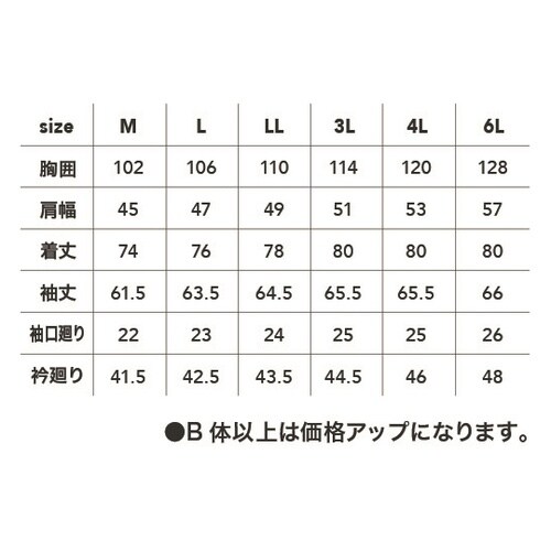 長袖シャツ アッシュ 灰 6L #805