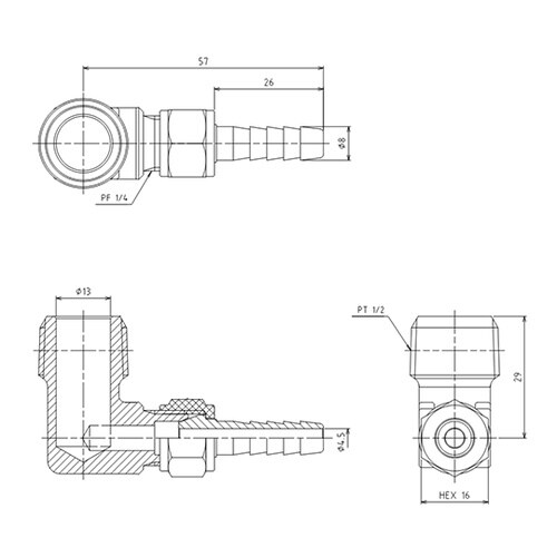 R 1/2”xφ 8.0mm 雄ねじステ