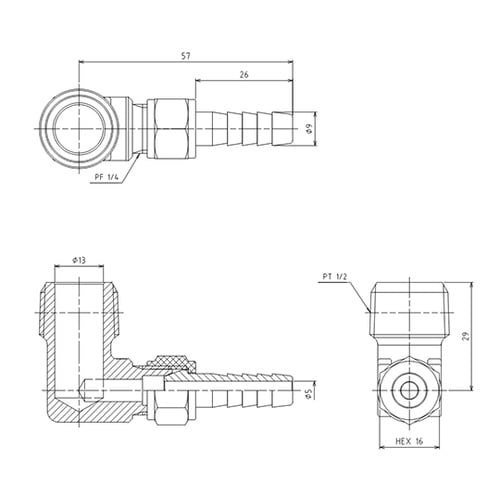 R 1/2”xφ 9.0mm 雄ねじステ