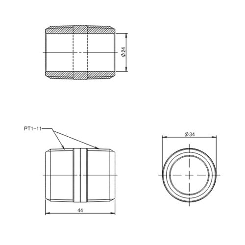 R 1” xR 1” 丸ニップル(真鍮製