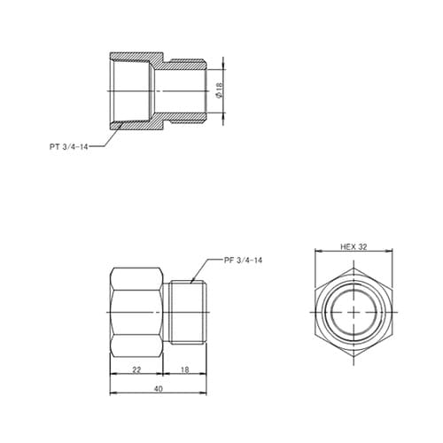 G3/4”xRc3/4” ねじ変換アダプ