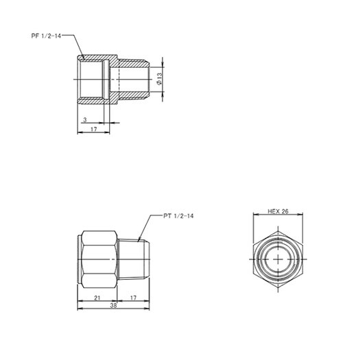 R 1/2”x G 1/2” 中間ニップ