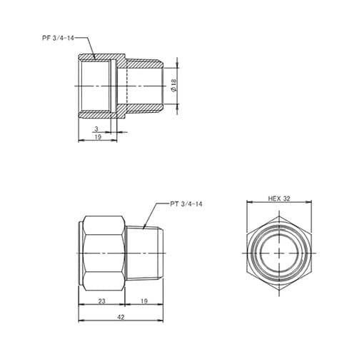 R 3/4”x G 3/4” 中間ニップ