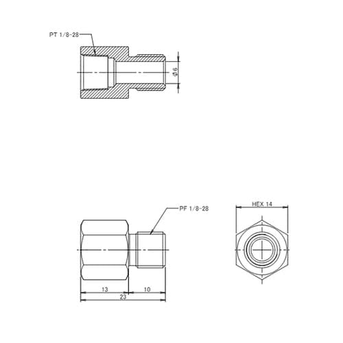 G 1/8”x Rc 1/8” 中間ニッ