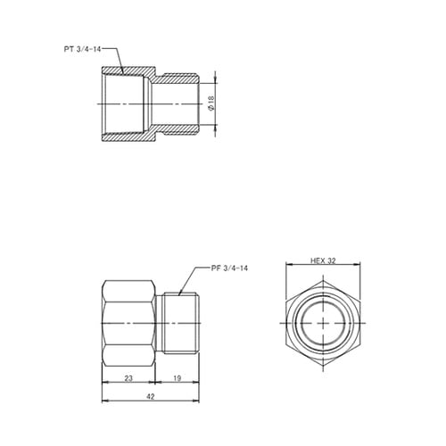 G 3/4”x Rc 3/4” 中間ニッ