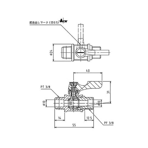 R 3/8”xG 3/8” ミニボールバ