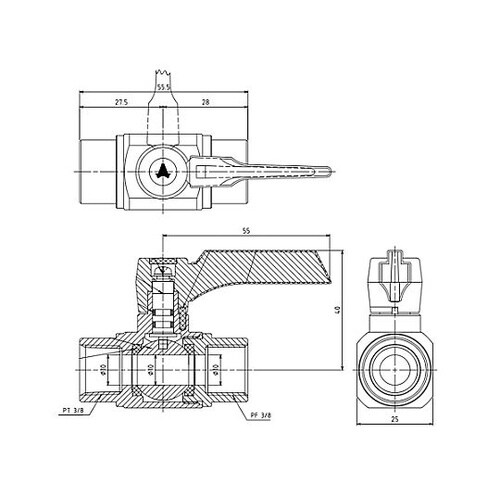 Rc3/8”xG3/8” ボールバルブ(