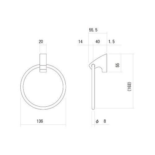 φ136mm タオル掛け(ステンレス製)