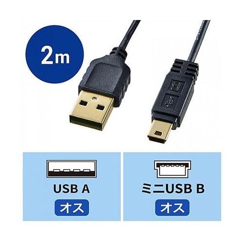 2.0m ミニUSBケーブル(A−ミニB