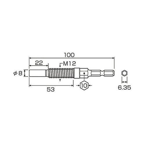 M 12 アンカー抜きビット(六角軸)