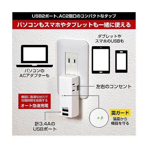 AC100V/14A タップ(USBポー