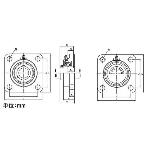 MUCF204/ 20mm 角フランジ形