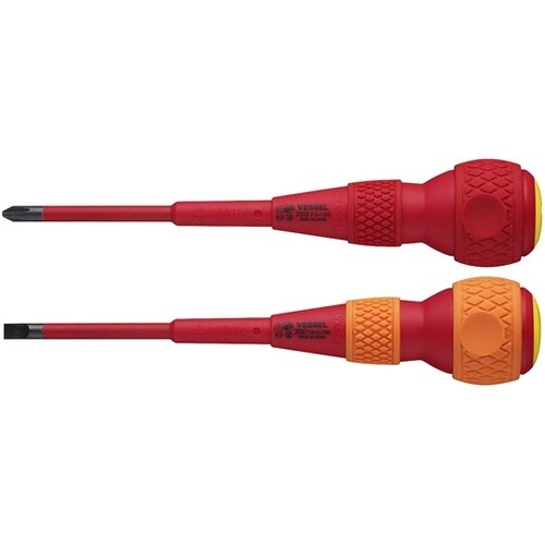 ボールグリップ絶縁ドライバー 2本組 2