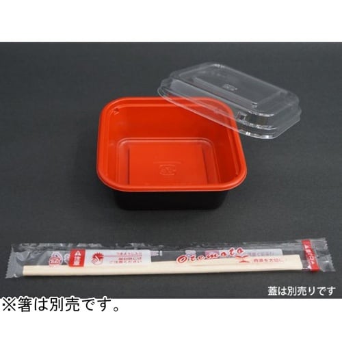 どんぶり容器 CTプチ丼 角 赤−BK