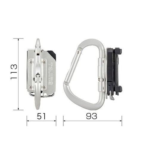着脱式工具ホルダーアルミ カラビナ大 折