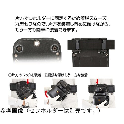 着脱式腰袋 電工2段大 ツインフック S