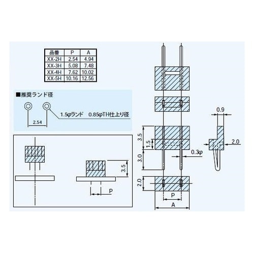 プリント板用ジャンパー・ジャン太 ピッチ