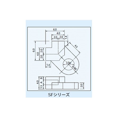プリント板穴なし取付台 L型 SFシリー