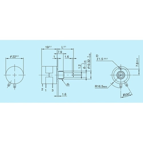ポテンショメータ(10回転型、10kΩ)