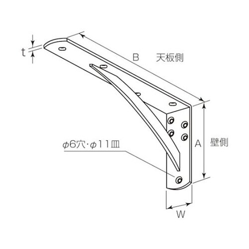 パワー棚受(スチール)125X250 ブ