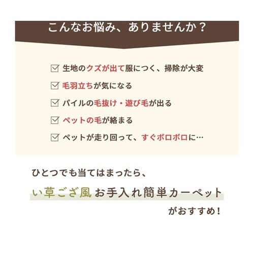 洗える ござ風カーペット グレー 2畳(