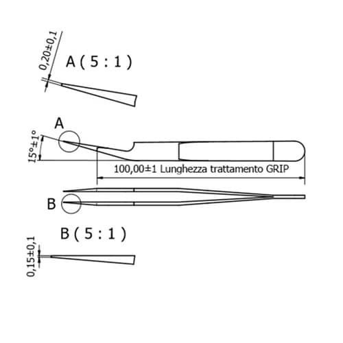 オレンジグリップピンセット 角度付き ポ