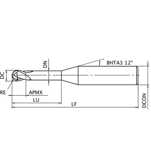 DFコートボールエンドミル DF2XLB