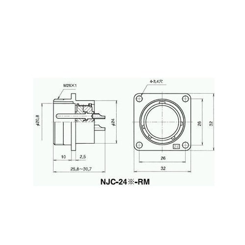 NJCレセプタクル(シェルΦ24・16極