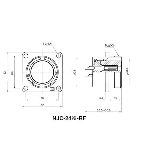 NJCレセプタクル(シェルφ24・10極