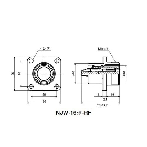 NJWレセプタクル防水型(シェルφ16・