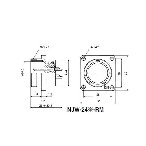 NJWレセプタクル防水型(シェルφ24・
