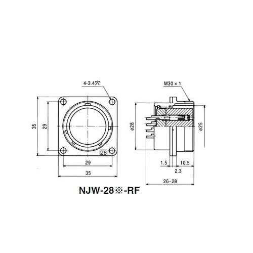NJWレセプタクル防水型(シェルφ28・