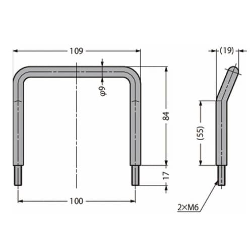 ステンレス鋼製丸棒取手 H−75−B型
