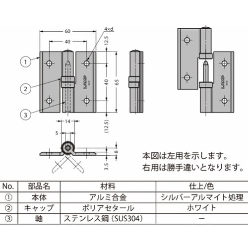 クリーンヒンジ 抜き差しタイプ HG−C