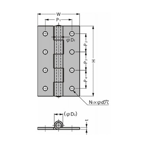 ステンレス鋼製平蝶番 LSB型 LSB−