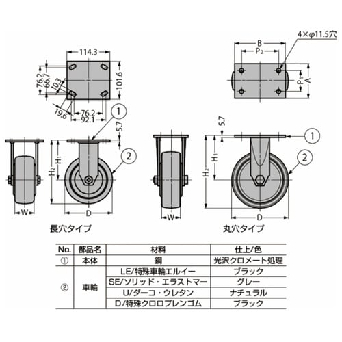 重量用キャスター400シリーズ(固定車)