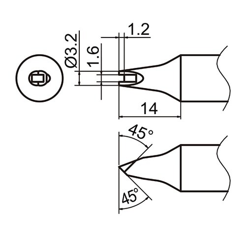 こて先 D型 内1.6mm 外3.2mm