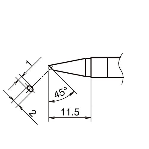 こて先 BC型 横1mm 縦2mm 面の