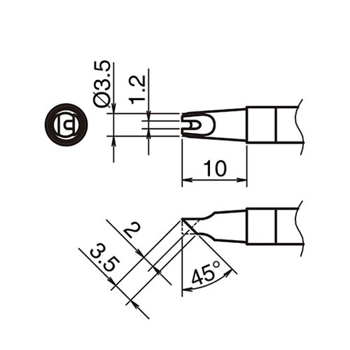 こて先 BC型 溝付き 内1.2mm 外