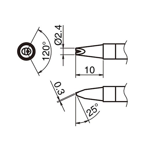 こて先 2.4D型 V溝付き T39シリ