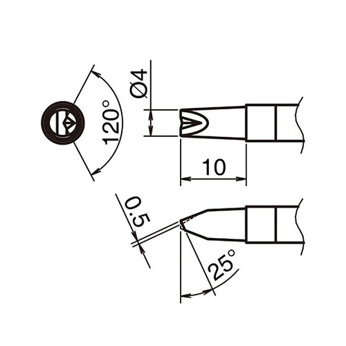 こて先 4D型 V溝付き T39シリーズ