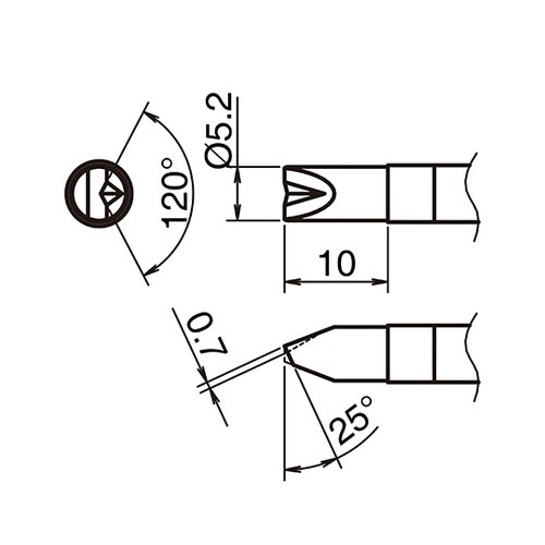 こて先 5.2D型 V溝付き T39シリ