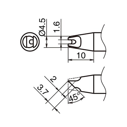 こて先 BC型 溝付き 内1.6mm 外